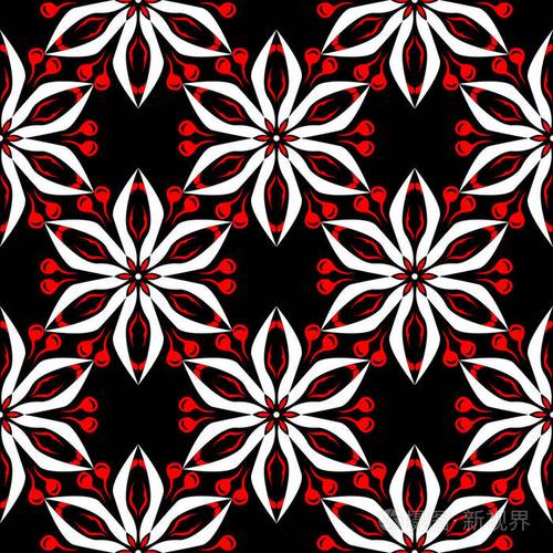 花卉无缝图案壁纸纺织品和织物的黑白背景